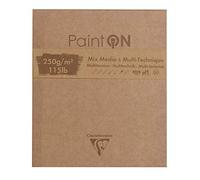 Clairefontaine 975175C - Blocco incollato carta da disegno Paint'On 50 fogli con bordo sfrangiato 13.3x15.7 cm 250 g, colori assortiti e copertina kraft