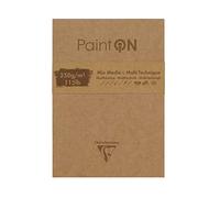 Clairefontaine 975176C - Blocco incollato carta da disegno Paint'On 50 fogli con bordo sfrangiato 10.5x14.8 cm 250 g, colori assortiti e copertina kraft
