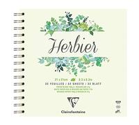Clairefontaine 975178C Quaderno a Spirale Erbario - 32 fogli carta da disegno Bianco e Divisori Morbidi - 21x21 cm 180g - Ideale per Conservare Foglie, Fiori e Piante essiccate
