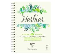 Clairefontaine 975179C Quaderno a Spirale Erbario - 32 fogli carta da disegno Bianco e Divisori Morbidi - A4 21x29,7 cm 180g - Ideale per Conservare Foglie, Fiori e Piante essiccate