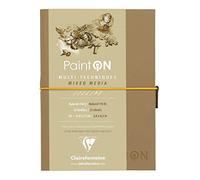 Clairefontaine 975183C - Taccuino Cucito di carta da disegno Paint'On 64 pagine colore naturale 14,8x21 cm 250g, chiusura con elastico, Copertina Morbida Kraft