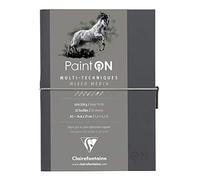 Clairefontaine 975184C - Taccuino Cucito di carta da disegno Paint'On 64 pagine grigie 14,8x21 cm 250g, chiusura con elastico, Copertina Morbida grigia