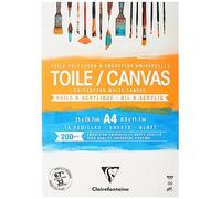 Clairefontaine 975207C - Blocco collato di 10 tele pronte da dipingere 21x29,7 cm 200g, Cosmos Bianca