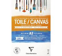 Clairefontaine 975208C - Blocco collato di 10 tele pronte da dipingere 29,7x42 cm 200g, Cosmos Bianca