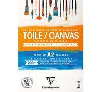 Clairefontaine 975209C - Blocco collato di 10 tele pronte da dipingere 42x59,4 cm 200g, Cosmos Bianca