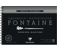 Clairefontaine 975313C - Album a spirale di carta da disegno Fontaine Grana fine 12 fogli 19x26 cm 300g, Nero
