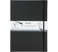 Clairefontaine 975343C - Taccuino Layout doppio lato, apertura piatta, 25 fogli di carta da disegno bianco extra liscio A4, 21 x 29,7 cm, 220 g, ideale per il disegno in feltro di alcool, inchiostro