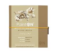 Clairefontaine 975432C - Taccuino cucito Paint'On 64 fogli 14x14 cm carta color naturale 250g, chiusura con elastico, copertina morbida Kraft