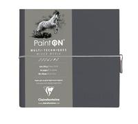 Clairefontaine 975438C - Taccuino cucito Paint'On 64 fogli 19x19 cm carta grigia 250g, chiusura con elastico, copertina morbida grigia