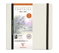 Clairefontaine 975443C - Taccuino Cucito di carta da disegno Fontaine Bianco satinato 24 pagine 21x21 cm 300g + 12 cartoline postali prestampate