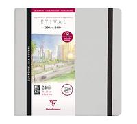Clairefontaine 975447C - Taccuino Cucito di carta da disegno Etival à Grana fine che comprende 24 pagine 21x21 cm 300g + 12 cartoline postali prestampate