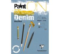 Clairefontaine 975700C Blocco collato PaintON multi-tecnica - 15 fogli carta da disegno multi-tecnica a Grana leggermente rugosa - Blu Denim - A5 14,8x21 cm 250g