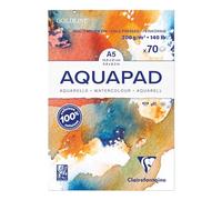 Clairefontaine 975720C Blocco collato Goldline Aquapad - 70 Fogli Carta Acquerello Bianca Grana Medio Fine A5 14,8x21 cm 300g