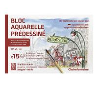 Clairefontaine 975727C - Blocco predisegnato di 15 fogli (2x6 disegni) 10x15 cm 300g, cartolina Parigi