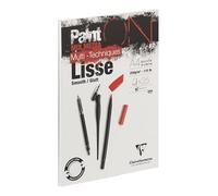 Clairefontaine 975729C Blocco collato PaintON multi-tecnica - 25 fogli carta da disegno multi-tecnica Superficie Liscia - Bianca - A4 21x29,7 cm 250g
