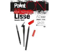 Clairefontaine 975731C Blocco collato PaintON multi-tecnica - 25 fogli carta da disegno multi-tecnica Superficie Liscia - Bianca - A2 42x59,4 cm 250g