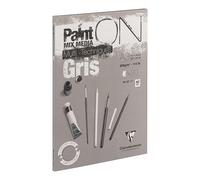 Clairefontaine 975810C Blocco collato PaintON multi-tecnica - 30 fogli carta da disegno multi-tecnica a Grana leggermente rugosa - Grigio- A3 29,7x42 cm 250g