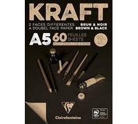 Clairefontaine 975817C Blocco collato Carta Kraft BiColor - 60 fogli Carta Kraft Bruna e Nera A5 14,8x21 cm 90g - Carta Double Face per lo Schizzo e il Disegno