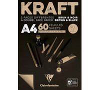 Clairefontaine 975818C Blocco collato Carta Kraft BiColor - 60 fogli Carta Kraft Bruna e Nera A4 21x29,7 cm 90g - Carta Double Face per lo Schizzo e il Disegno