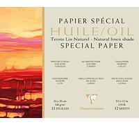 Clairefontaine 975823C - Blocco incollato 1 lato Carta per pittura ad olio 12 fogli 24x30 cm 240 g, lino naturale