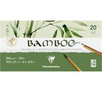 Clairefontaine 975912C: Blocco collato 2 lati Bambù: 20 fogli di carta 100% Bambou acquerello bianca Naturel 100% vegano: a grana finemente marchiato di qualità professionale 10,5x21 cm 250g