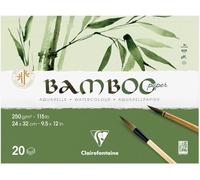 Clairefontaine 975913C: Blocco collato 2 lati Bambù: 20 fogli di carta 100% Bambou acquerello bianca Naturel 100% vegano: a grana finemente marchiato di qualità professionale 24x32 cm 250g