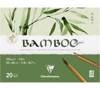 Clairefontaine 975914C: Blocco collato 2 lati Bambù: 20 fogli di carta 100% Bambou acquerello bianca Naturel 100% vegano: a grana finemente marchiato di qualità professionale 30x40 cm 250g