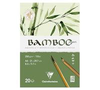 Clairefontaine 975919C: Blocco collato 1 lato Bambù: 20 fogli di carta 100% Bambou acquerello bianca Naturel 100% vegano: a grana finemente marchiato di qualità professionale A4 21x29,7 cm 250g