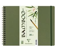 Clairefontaine 975929C: Blocco spiralato Bambù: 20 fogli di carta 100% Bambou acquerello bianca Naturel 100% vegano: a grana finemente marchiato di qualità professionale 21x16 cm 250g