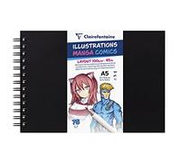 Clairefontaine 975945C: blocco spiralato Manga Comics: 75 fogli di carta da disegno bianca Extra liscia A5 14,8x21 cm 100g: carta consigliato per disegno a pennarello (base alcool), china e Linea Art