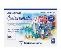 Clairefontaine 975954C: Album cartoline postali Aquapad: 20 fogli carta acquerello bianca grana media Fin A6 14,8x10,8 cm 300g: Consigliato per artisti e globe trotter