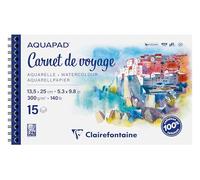 Clairefontaine 975957C: Album spiralato Aquapad: 15 fogli carta acquerello bianca grana media Fin 13,5x25 cm 300g: Consigliato per artisti e globe trotter