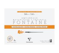 Clairefontaine 976021C - Blocco incollato a 4 lati, fontana extra bianca, 15 fogli di carta acquerello extra bianca, 100% cotone, grana satinata, qualità professionale, 36 x 26 cm, 300 g