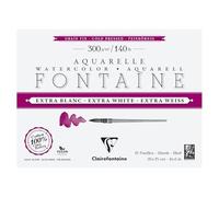 Clairefontaine 976038C - Blocco incollato a 4 lati, fontana extra bianca, 15 fogli di carta acquerello extra bianca, 100% cotone, grana fine, qualità professionale, 20 x 15 cm, 300 g