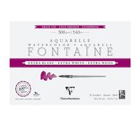Clairefontaine 976039C - Blocco incollato a 4 lati, fontana extra bianca, 15 fogli di carta acquerello extra bianca, 100% cotone, grana fine, qualità professionale, 26 x 18 cm, 300 g