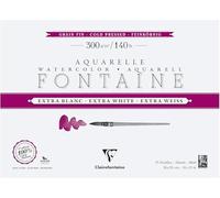 Clairefontaine 976041C - Blocco incollato a 4 lati, fontana extra bianca, 15 fogli di carta acquerello extra bianca, 100% cotone, grana fine, qualità professionale, 36 x 26 cm, 300 g