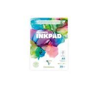 Clairefontaine 976106C - Blocco incollato alcohol Inkpad A5, 14,8 x 21 cm, 90 g, 25 fogli di carta per inchiostri ad alcool extra bianco, ideale per la pittura fluida con inchiostri ad alcool