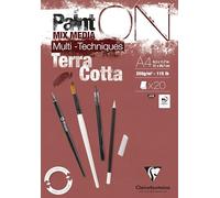 Clairefontaine 976153C - Blocco incollato Painton, multitecnico, in terracotta, A4, 21 x 29,7 cm, 250 g, 20 fogli di carta da disegno multi-tecnica a grana leggermente ruvida, colore: terracotta