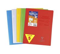 Clairefontaine 980420Cpack Un paquet de 5 Cahiers Travaux Pratiques Agrafé Koverbook - 24x32 cm - 64 Pages Grands Carreaux 90 g et Unies Blanches 125 g - Couverture Polypro - Couleur Aléatoire