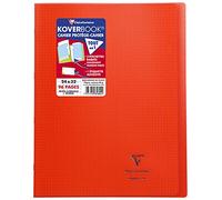 Clairefontaine 981604C CONFEZIONE DA 10 QUADERNI a punto metallico Koverbook rossi - 24x32 cm - 96 pagine a quadretti piccoli con margini - Carta bianca 90g - copertina in polipropilene