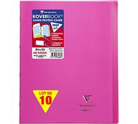 Clairefontaine 984608C pacco da 10 Quaderni a punto METALLICO Koverbook Rosa - 24x32 cm - 48 Pagine a Quadretti piccoli con Margini - Carta Bianca 90 g - Copertina in Polipropilene