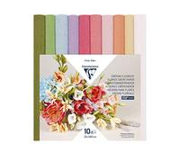Clairefontaine 995000C - 10 Rotoli di carta Crespa per creare i fiori - Formato 25 x 100 cm - Elasticità 250% - Grammatura 160 g - Fiori di carta - Colori che non sbavano - Ass. di 10 colori pastello
