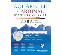 Clairefontaine 96184C - Blocco incollato in testa carta da disegno Cardinal 10 fogli 29.7x42 cm 300 g , bianca