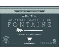 Clairefontaine 975302C - Blocco collato 4 lati di carta da disegno Fontaine 20 fogli grana fine 18x26 cm 300g, Nero