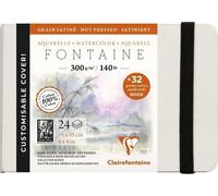 Clairefontaine 975440C - Taccuino Cucito di carta da disegno Fontaine Bianco satinato 24 pagine 10x15 cm 300g + 32 biglietti da visita staccabili