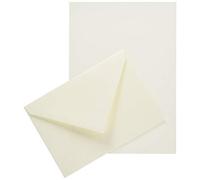 Lalo 61000L - Un set per corrispondenza, che include 10 fogli A5 125g e 5 Buste gommate 11,4x16,2 cm, carta pergamena puro cotone, Crema