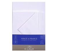 Clairefontaine Lalo 61450L - Un set per corrispondenza, che include 10 fogli A5 100g e 5 Buste gommate rivestite11,4x16,2 cm, carta vergata di Francia, Extra-Bianco