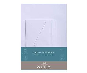 Clairefontaine Lalo 63000L - Un set per corrispondenza, che include 10 fogli A4 100g e 5 Buste gommate 11x22 cm, carta pergamena di Francia, Bianco