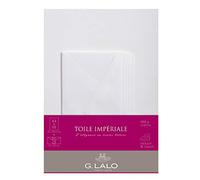 Clairefontaine Lalo 63500L - Un set per corrispondenza, che include 10 fogli A4 100g e 5 Buste gommate 11x22 cm,tela imperiale, Bianco