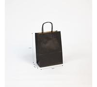 Clairefontaine - Ref 395612C - Sacchetti di carta kraft per decorare e personalizzare (confezione da 25) - Dimensioni 16 x 8 x 21 cm, carta kraft da 110 g/m², design a tinta unita - Colore nero